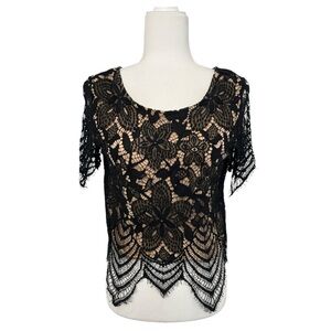 Express Black Asymmetrical Cropped Blouse